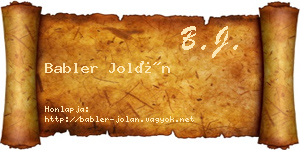 Babler Jolán névjegykártya